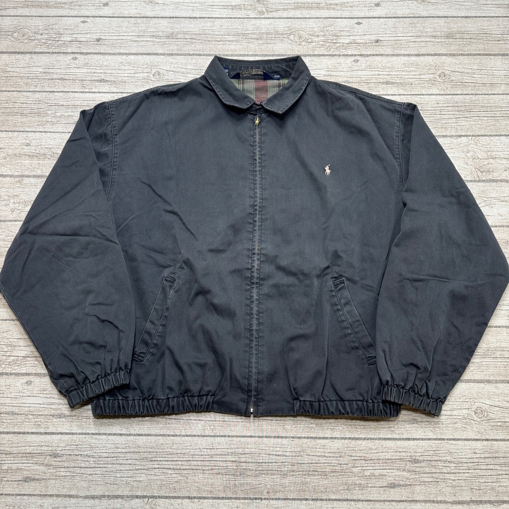 Polo Ralph Lauren Jacket Mens 2XL Plaid Bomber Chinstrap Harrington Classic Fade